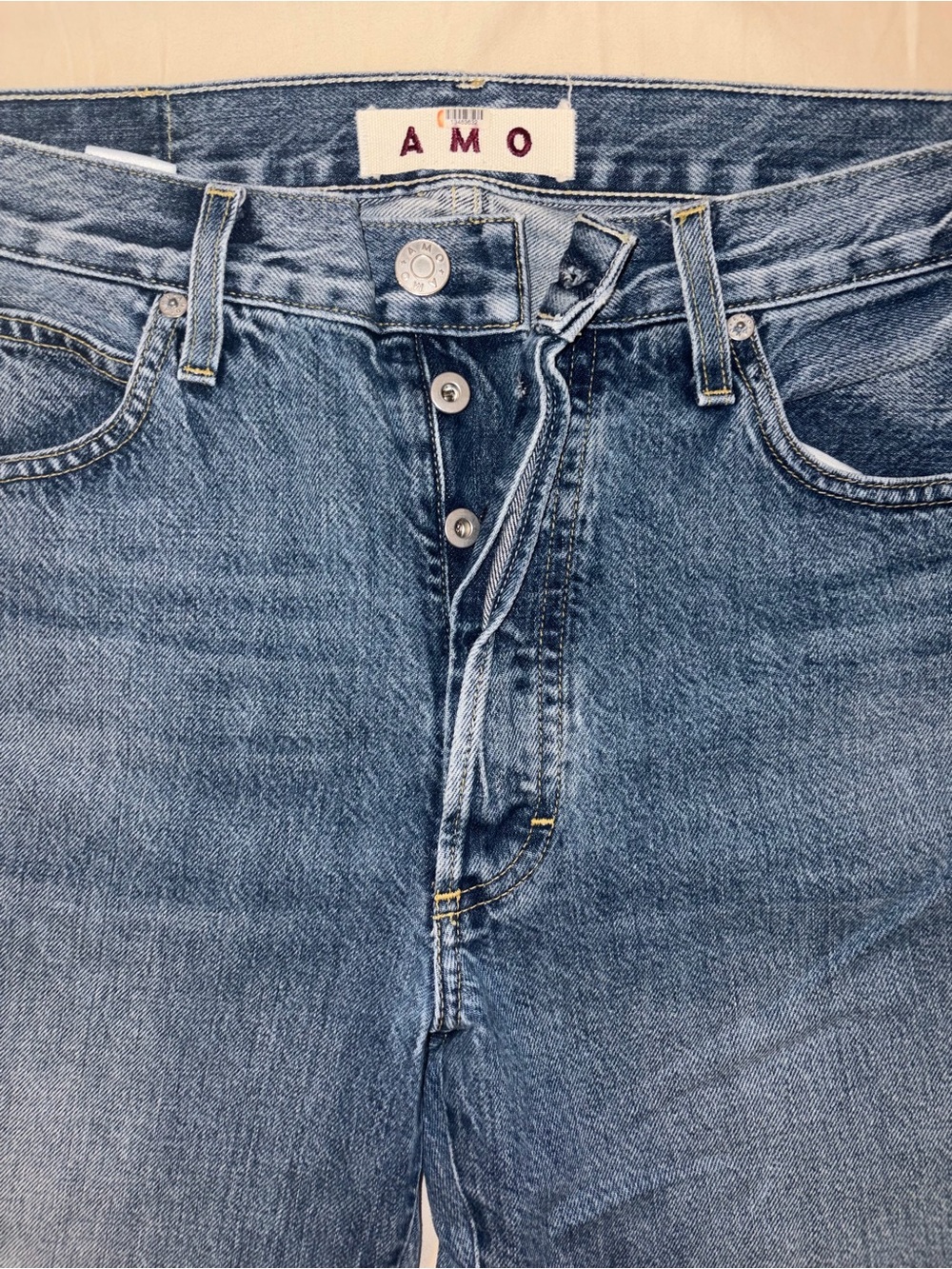 AMO Loverboy Twist Blue Button-Fly Jeans 30